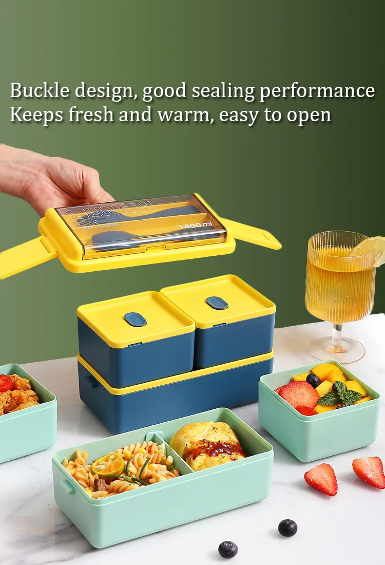 Kids Double Layer Microwave Bento Box Set