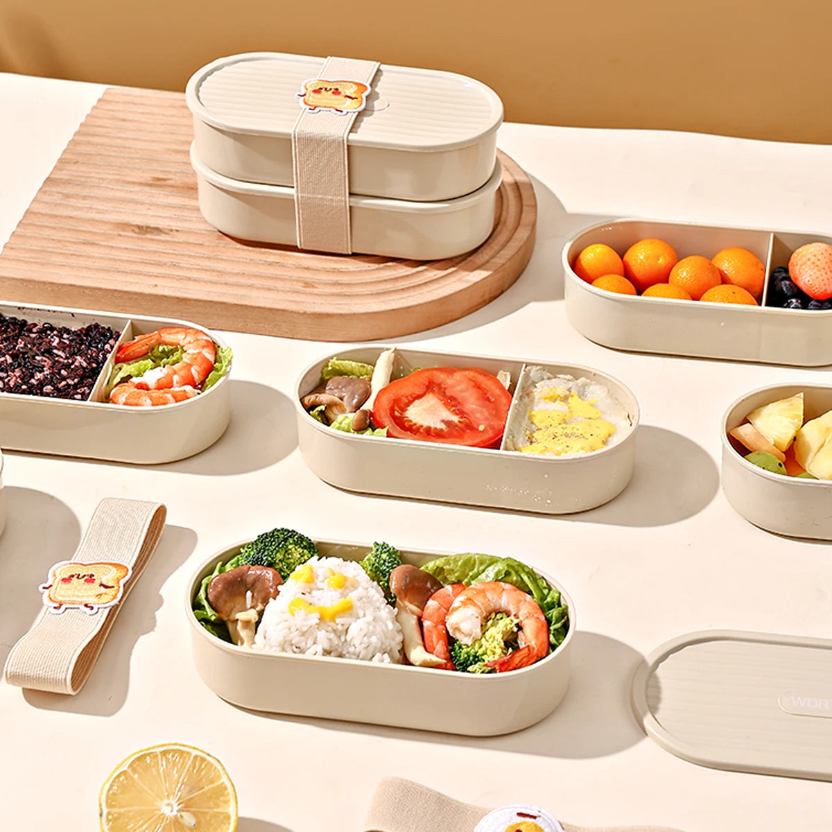 WORTHBUY 730ML Double Layer Picnic Bento Box