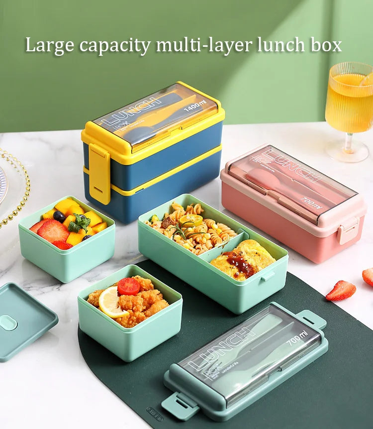 Kids Double Layer Microwave Bento Box Set