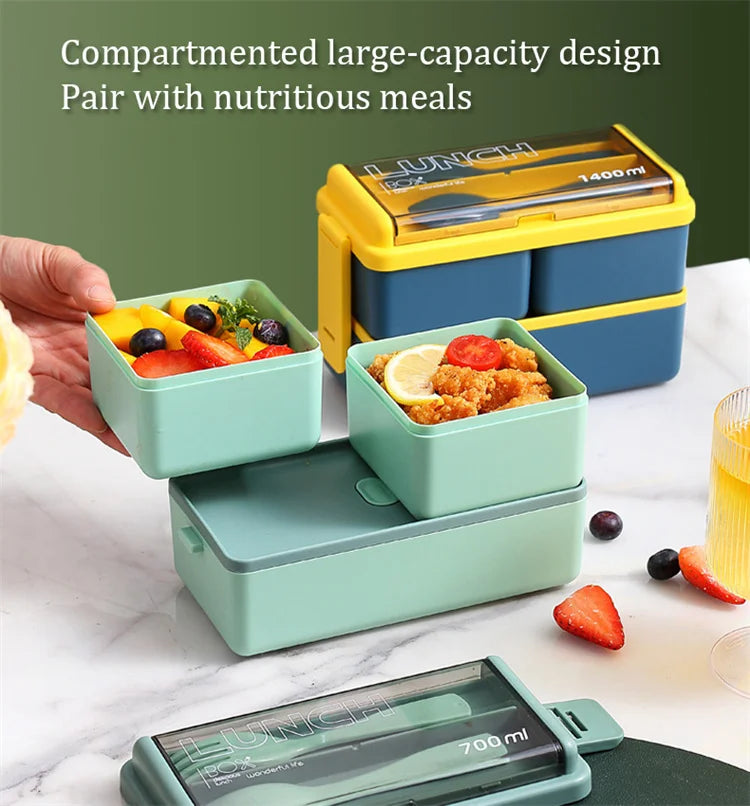 Kids Double Layer Microwave Bento Box Set