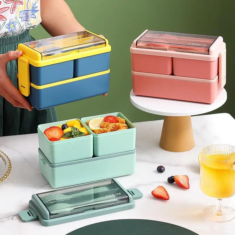 Kids Double Layer Microwave Bento Box Set
