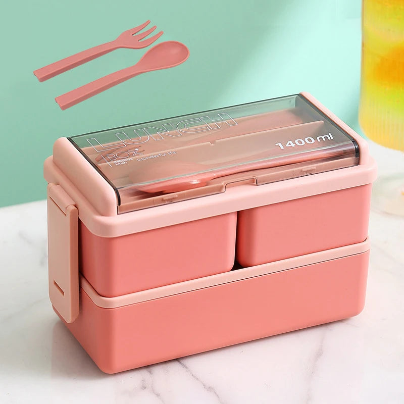 Kids Double Layer Microwave Bento Box Set