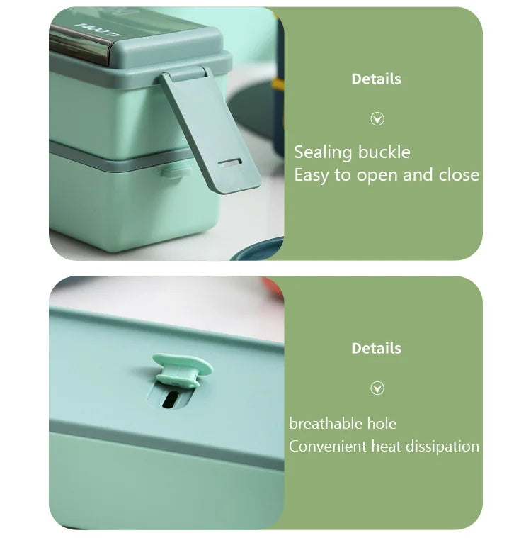 Kids Double Layer Microwave Bento Box Set