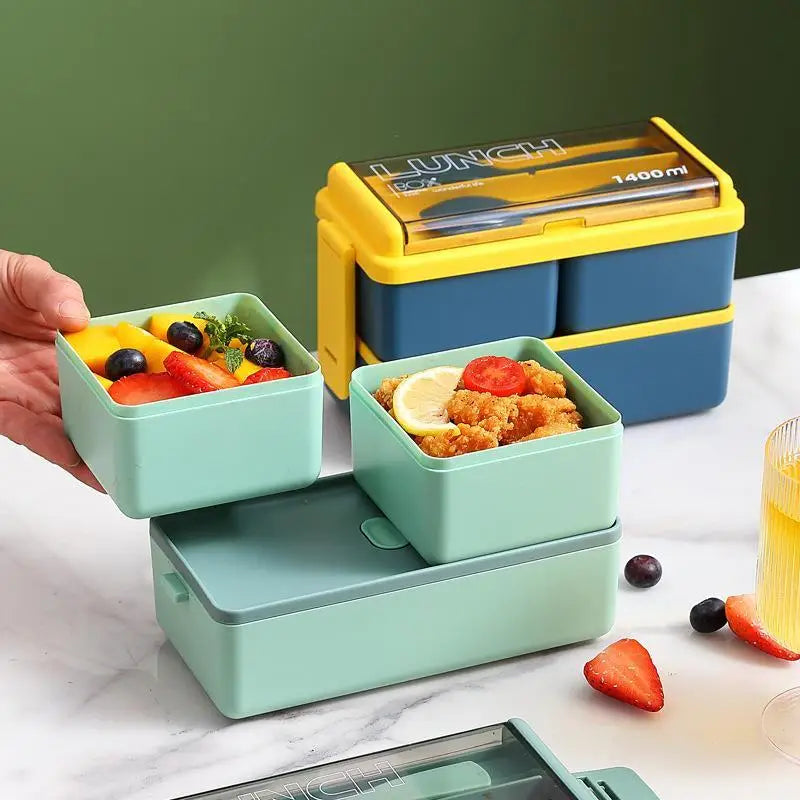 Kids Double Layer Microwave Bento Box Set