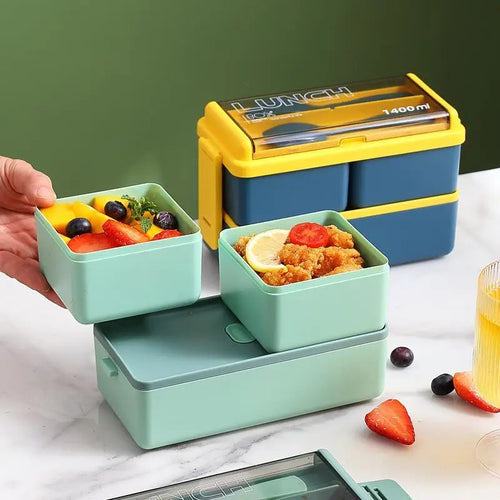 Kids Double Layer Microwave Bento Box Set